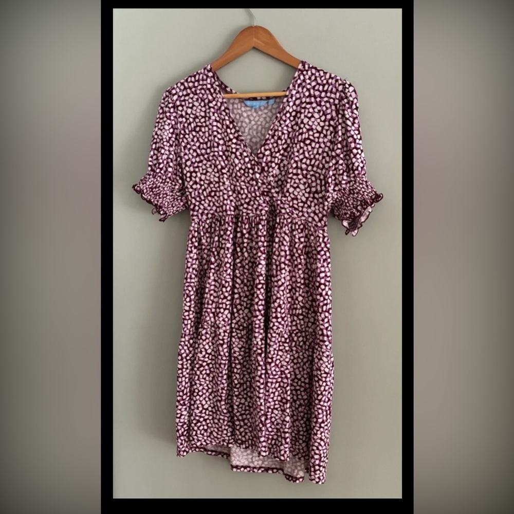 Draper James Knee Length Polka Dot Dark Red White Viscose Women’s Size M Medium